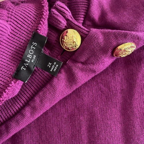 Talbots Plus Size Women's Purple Ruffle Trim Raglan Sweatshirt 2X - Picture 2 of 10